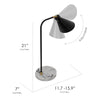 Industrial Adjustable Desk Lamp with Marble Base – Black (21”)